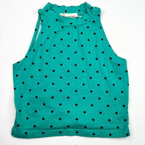 Derek Heart Polka Dot High Neck Crop Tank Medium - Picture 1 of 5